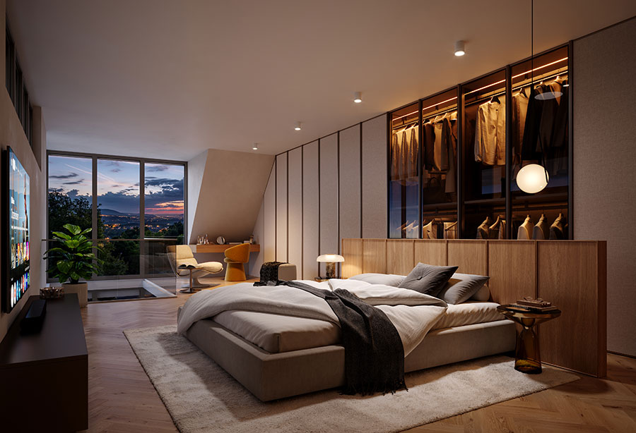 Schlafbereich mit Aussicht – Riverside Living Pfaffendorf